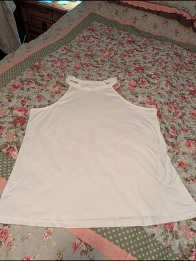 White High Neck Tank Top - Women